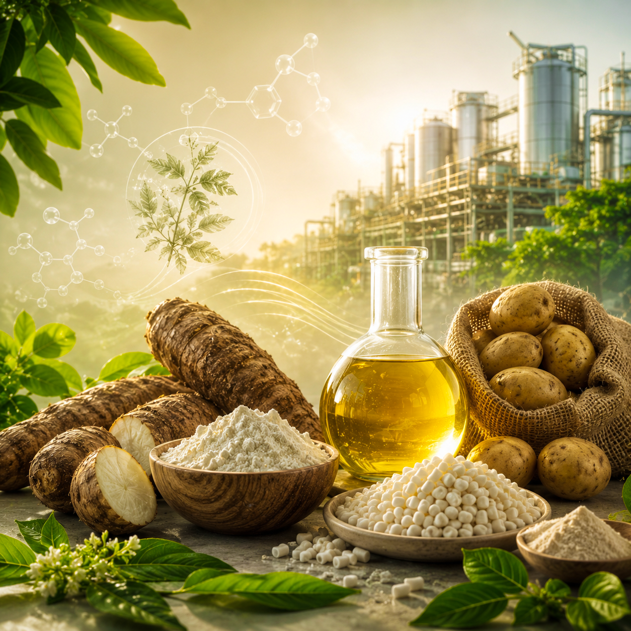 Natural ingredients — cassava roots, tapioca starch, potatoes and vegetable oil